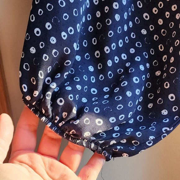 Adrienne Vittadini Blue/White Micro Print Blouse Size Large - Picture 8 of 16